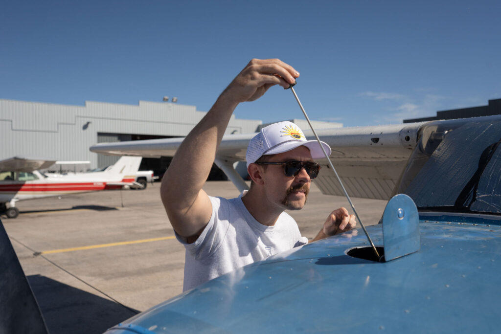Man working on an airplane