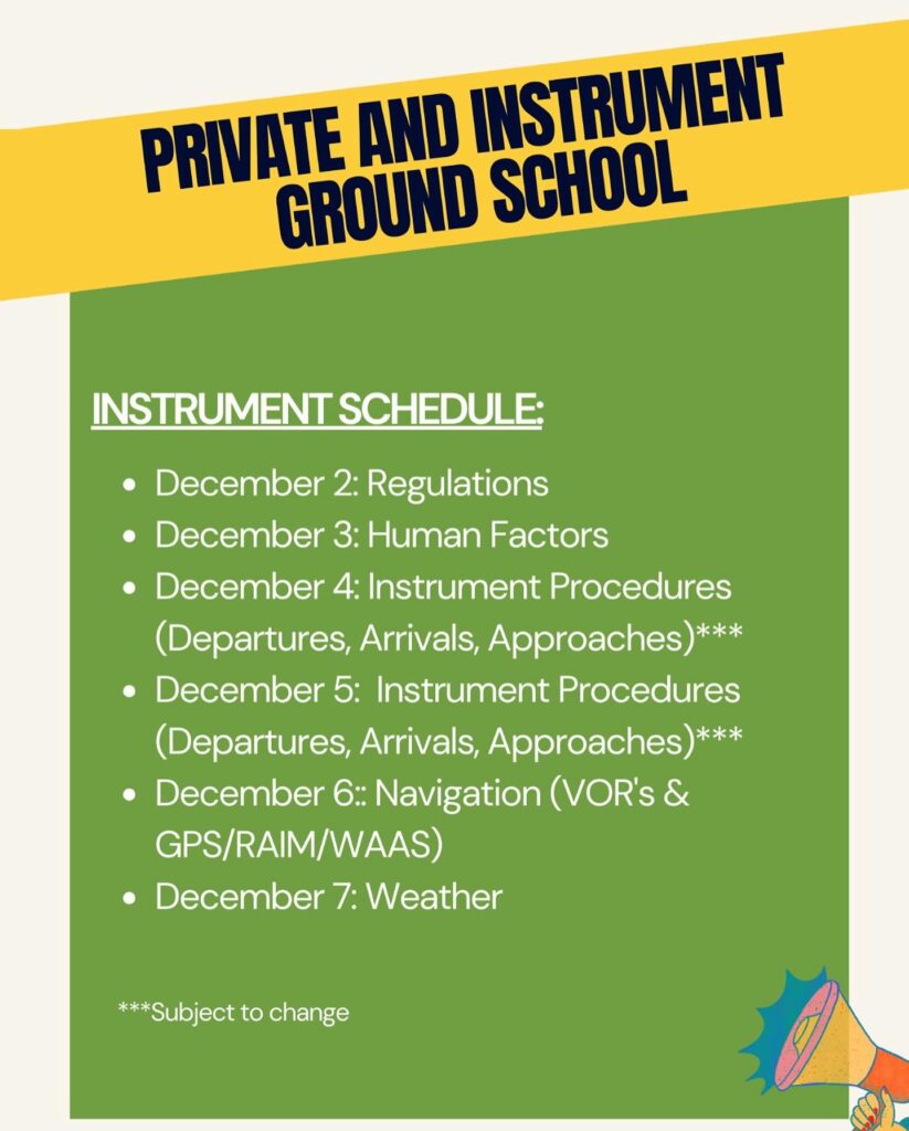 Banner - Vegas Aviation December 2024 Ground School Instrument pilot Rating Syllabus